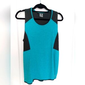 SECOND SKIN Ladies XL Turqouise and Dark Gray Trimed Tank. EUC